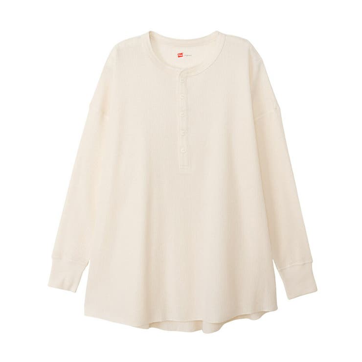 オフホワイト | ウィメンズ Hanes ワッフルヘンリーネックロングスリーブT | hanes