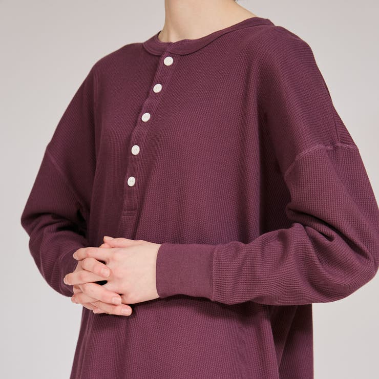 プルーン | ウィメンズ Hanes ワッフルヘンリーネックロングスリーブT | hanes