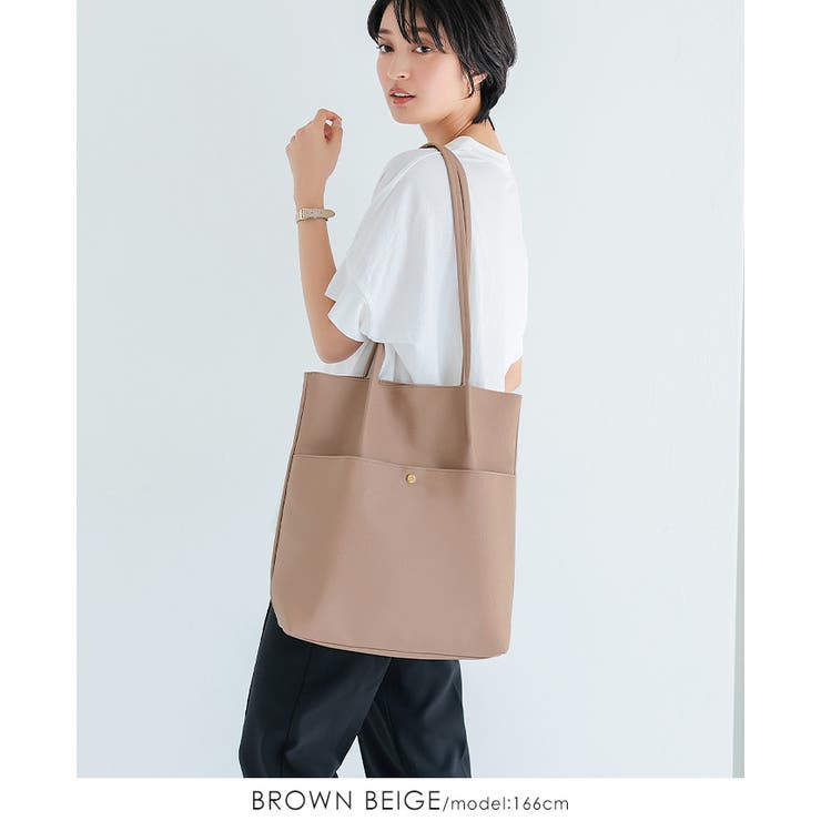 コーデやシーンを選ばないシンプルデザイン。フェイクレザータックトートバッグ トー… | HAPPY急便 by VERITA.JP | 詳細画像9 