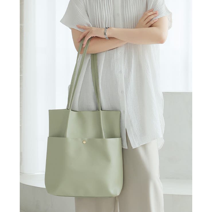 コーデやシーンを選ばないシンプルデザイン。フェイクレザータックトートバッグ トー… | HAPPY急便 by VERITA.JP | 詳細画像17 