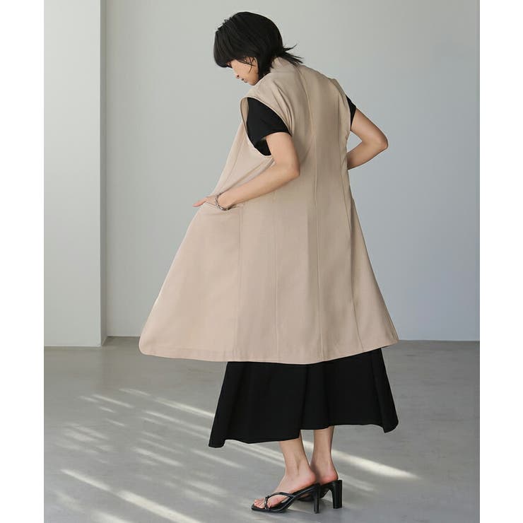 新品✨コラム 24AW 定価7.48万 ロングチュニック ジレ ベスト ベージュ COLUMN（コラム）の「COLUMN / ロングチュニックジレ（ベスト）」 - WEAR