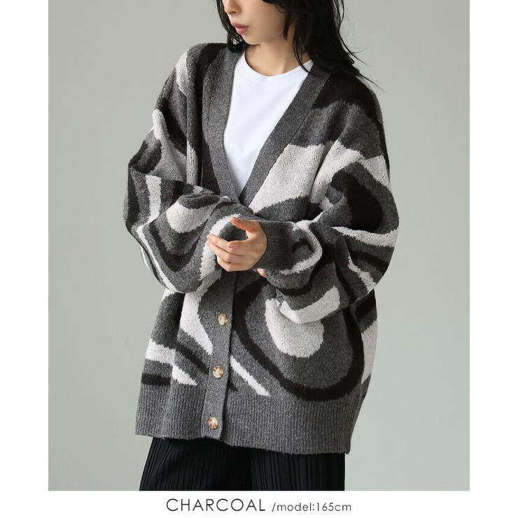 チャコール | ほどよく個性を纏う。マーブルモヘアカーディガン カーデ カーディガン | HAPPY急便 by VERITA.JP