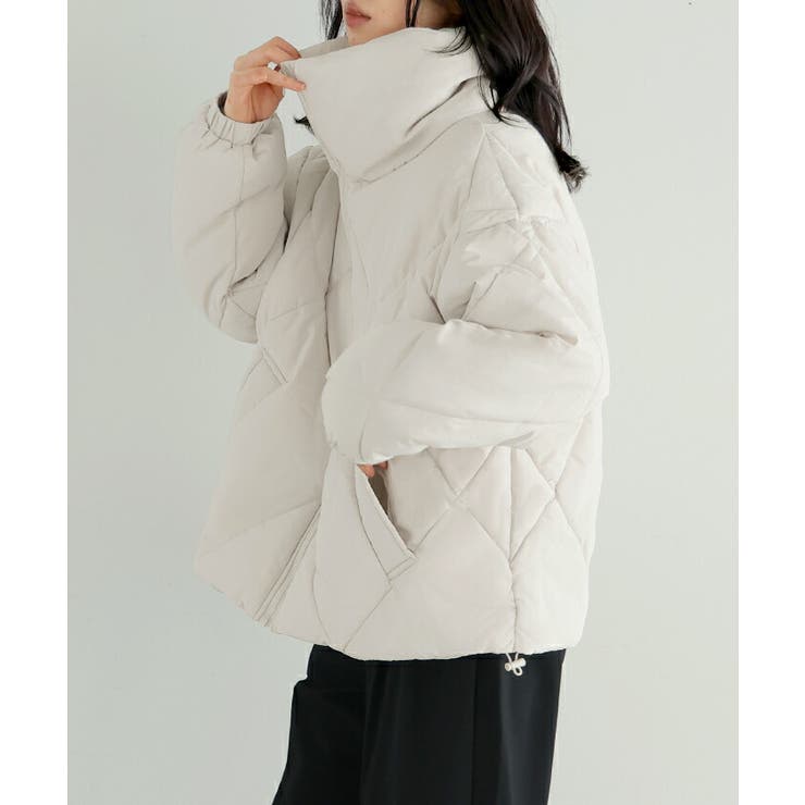 オフホワイト | 毎日着たくなる、あったかアウター。ダイヤキルトBIGカラーブルゾン ダウン コー… | HAPPY急便 by VERITA.JP