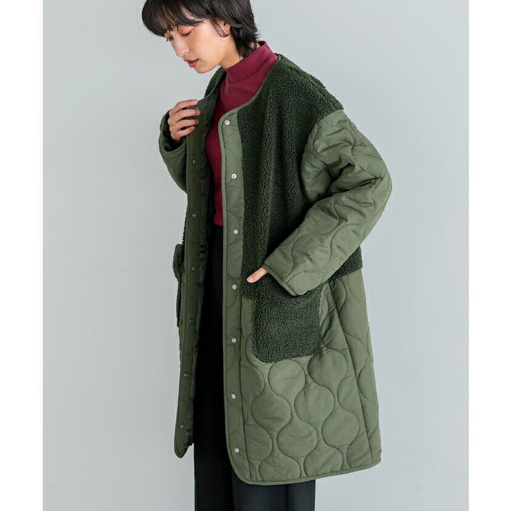 eimee law メッシュレイヤードブルゾン カーキ 気軽に着れる、あったか 