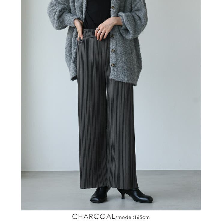 チャコール | 大人の余裕を感じるリラクシーパンツ。ランダムプリーツパンツ パンツ プリーツ | HAPPY急便 by VERITA.JP