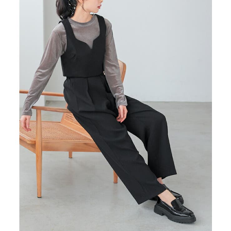 ブラック | 大人コーデの必需品。タックワイドパンツ パンツ ワイドパンツ | HAPPY急便 by VERITA.JP