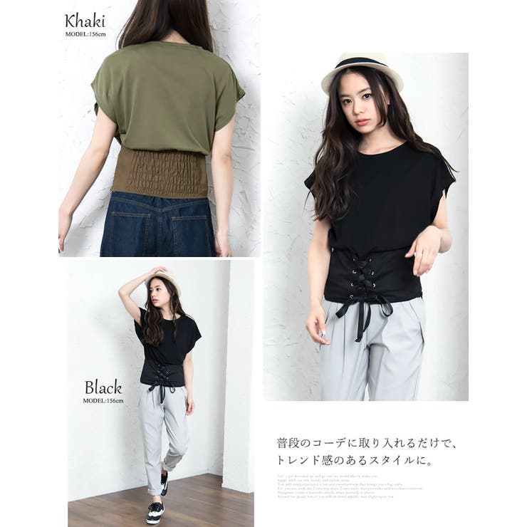 大本命トレンドを着こなす！コルセット デザインTシャツ tシャツ[品番