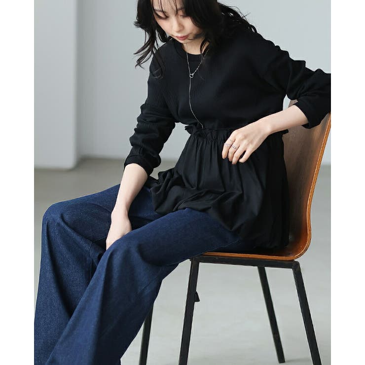 ふっくらシルエットで体型カバー。ペプラム切替バルーントップス カットソー ロンT | HAPPY急便 by VERITA.JP | 詳細画像16 