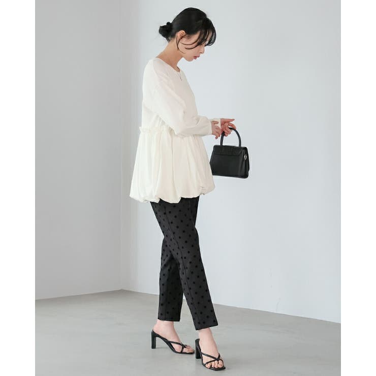 ふっくらシルエットで体型カバー。ペプラム切替バルーントップス カットソー ロンT | HAPPY急便 by VERITA.JP | 詳細画像5 