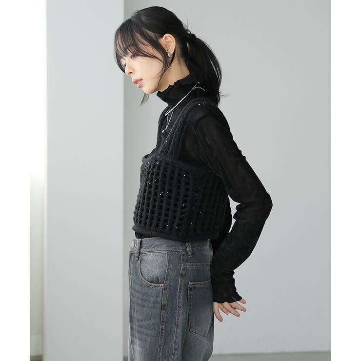 透け感をニットで表現。メッシュニットビスチェ ビスチェ ベスト | HAPPY急便 by VERITA.JP | 詳細画像14 