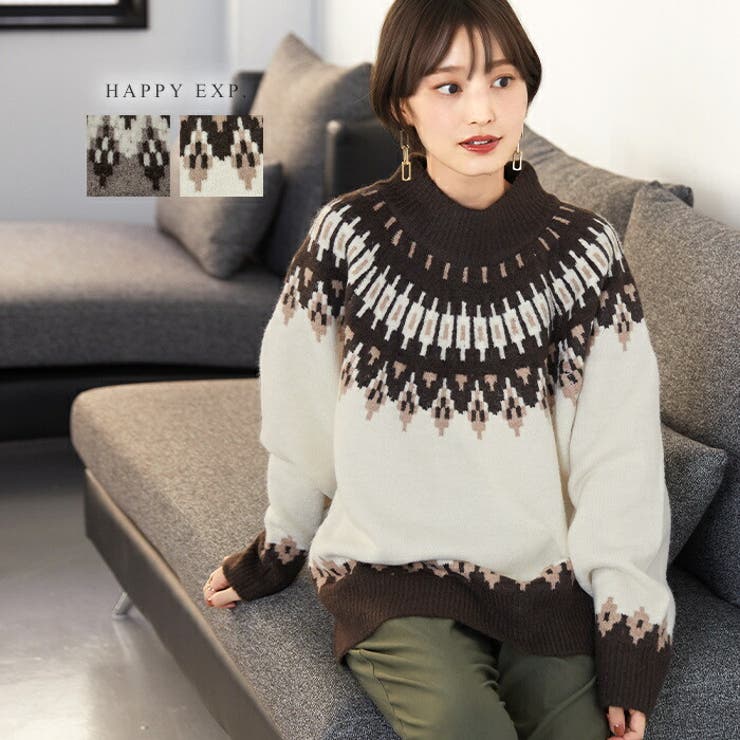 batoner ノルディック柄 ハイネックニットセーター batoner ノルディック柄 ハイネックニットセーター BATONER