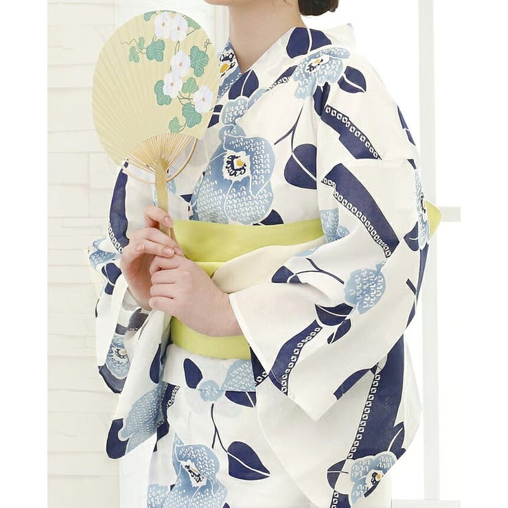 《対象クーポンで50%off》《2buy60％off》2/1~11 23:59まで浴衣 セット レディース 浴衣セット 半幅帯 大人 2点セット 浴衣  帯 白系 花 綿麻 夏 花火大会 ボヌールセゾン フリー 送料無料 | きもの館　創美苑