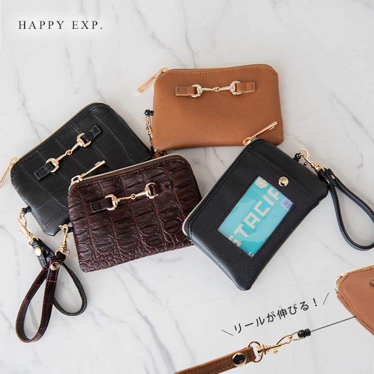 リールストラップ付きパスポーチ パスケース 定期[品番：HPXW0002477]｜HAPPY急便 by VERITA.JP（ハッピーキュウビン バイ  ベリータジェーピー）のレディースファッション通販｜SHOPLIST（ショップリスト）