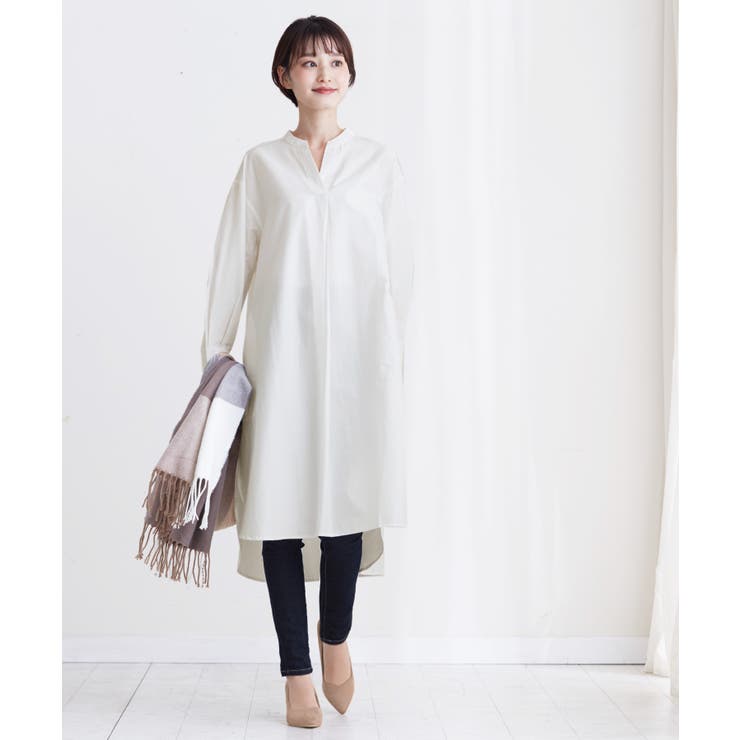 オフホワイト | 知的な大人のシンプルコーデ。スキッパーシャツワンピ ワンピース シャツワンピ | HAPPY急便 by VERITA.JP