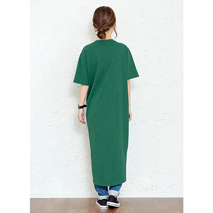 ウエストにアクセント。ツイスト Tシャツワンピ ワンピース[品番