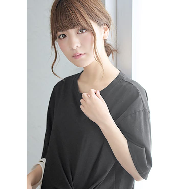 ウエストにアクセント。ツイスト Tシャツワンピ ワンピース[品番