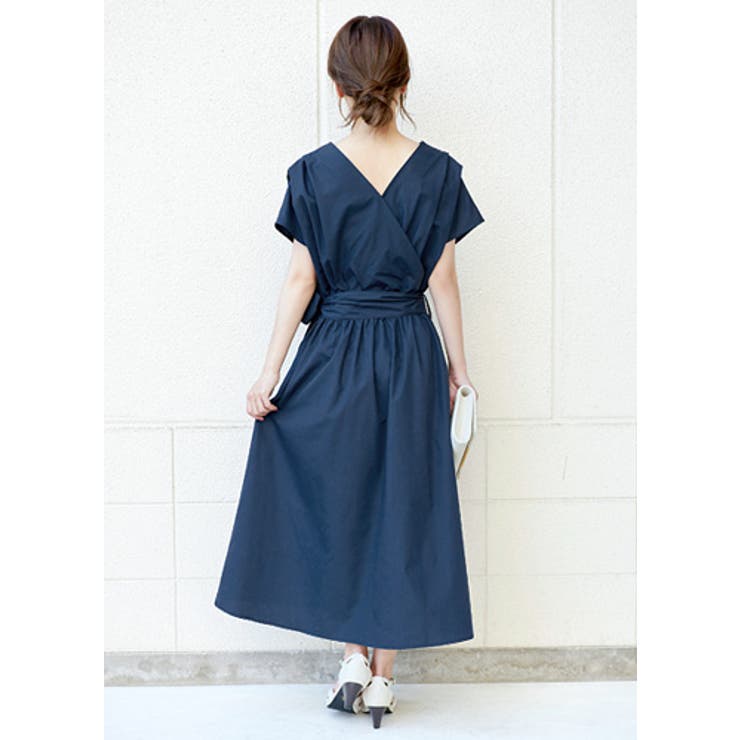 女っぽく旬を着る。カシュクール リボン付きワンピース ワンピース