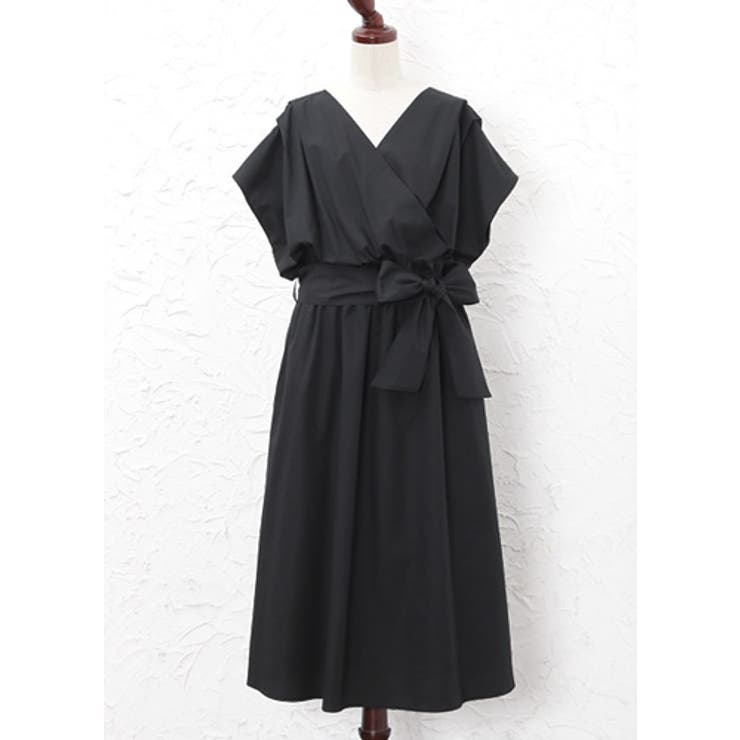 女っぽく旬を着る。カシュクール リボン付きワンピース ワンピース