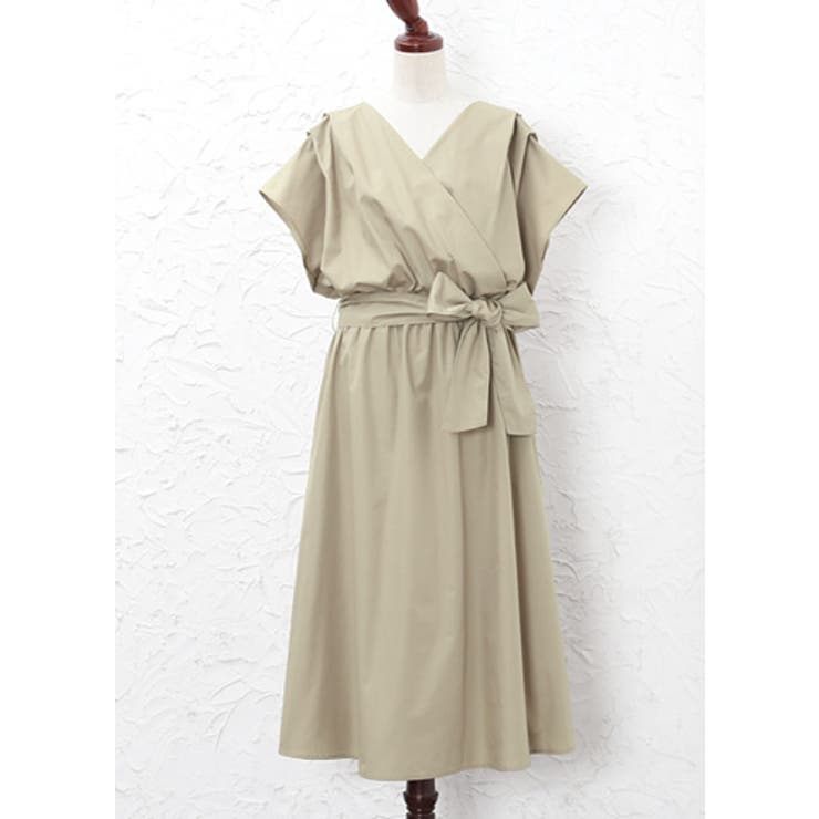 女っぽく旬を着る。カシュクール リボン付きワンピース ワンピース