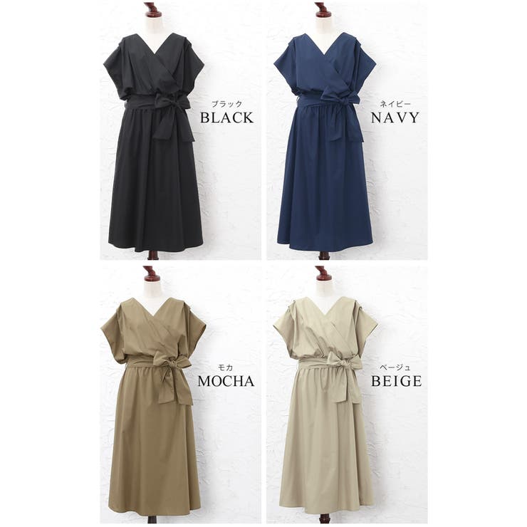 女っぽく旬を着る。カシュクール リボン付きワンピース ワンピース