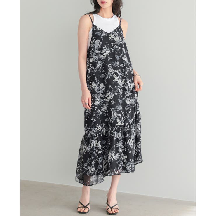 シックな大人プリント。花柄シフォンワンピース ワンピ キャミワンピ | HAPPY急便 by VERITA.JP | 詳細画像8 