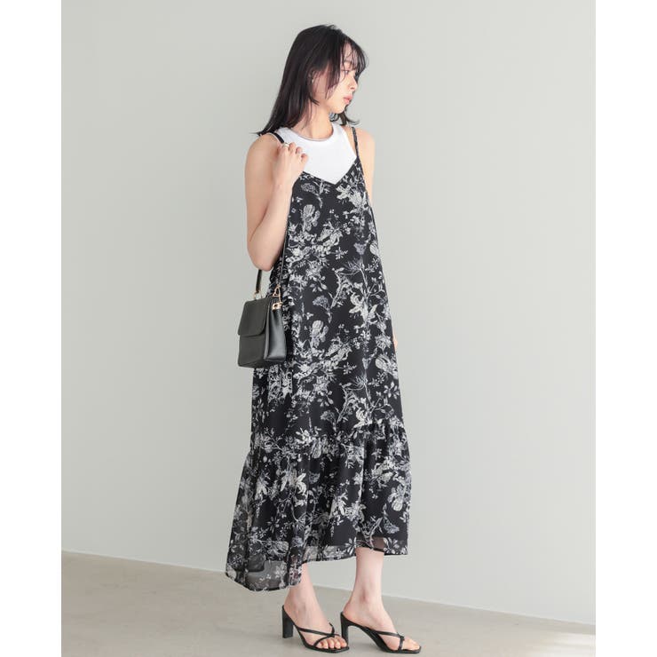 シックな大人プリント。花柄シフォンワンピース ワンピ キャミワンピ | HAPPY急便 by VERITA.JP | 詳細画像9 