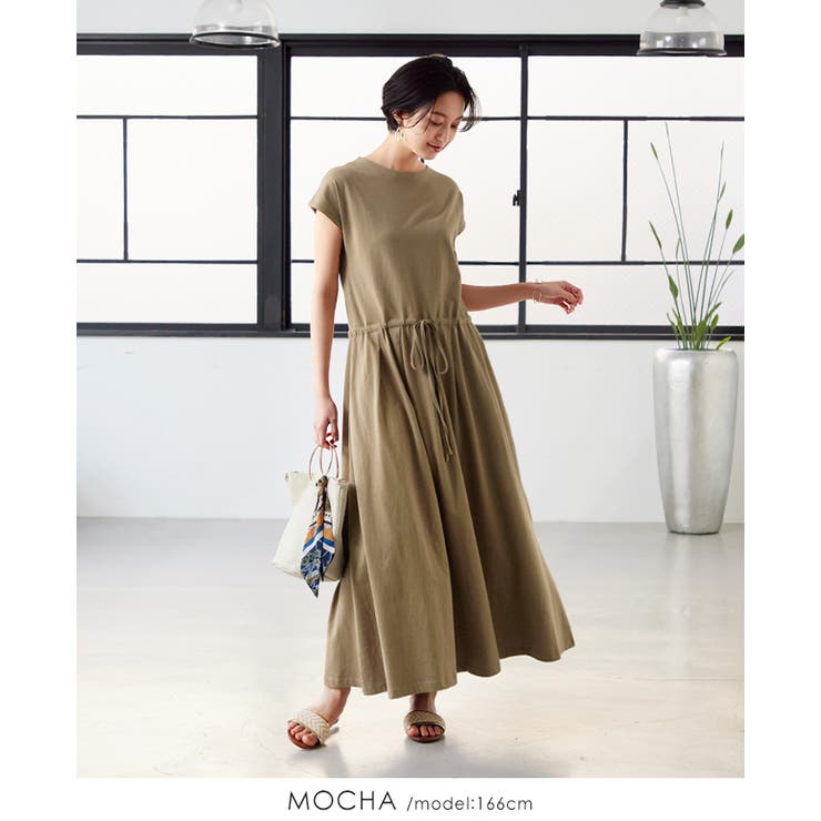 素肌に嬉しいコットン100％。ウエストリボンロングワンピ ワンピース ワンピ | HAPPY急便 by VERITA.JP | 詳細画像15 