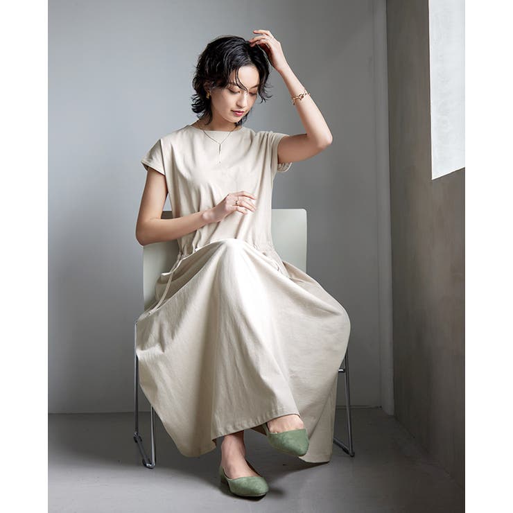 素肌に嬉しいコットン100％。ウエストリボンロングワンピ ワンピース ワンピ | HAPPY急便 by VERITA.JP | 詳細画像22 