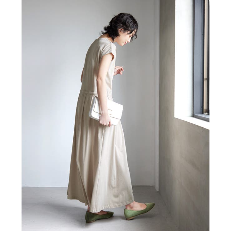 グレージュ | 素肌に嬉しいコットン100％。ウエストリボンロングワンピ ワンピース ワンピ | HAPPY急便 by VERITA.JP