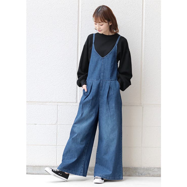 大人可愛いリボンの魅力。デニムキャミサロペット サロペット デニム