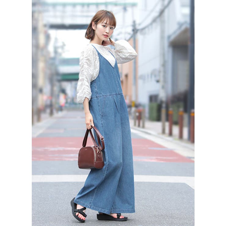 大人可愛いリボンの魅力。デニムキャミサロペット サロペット