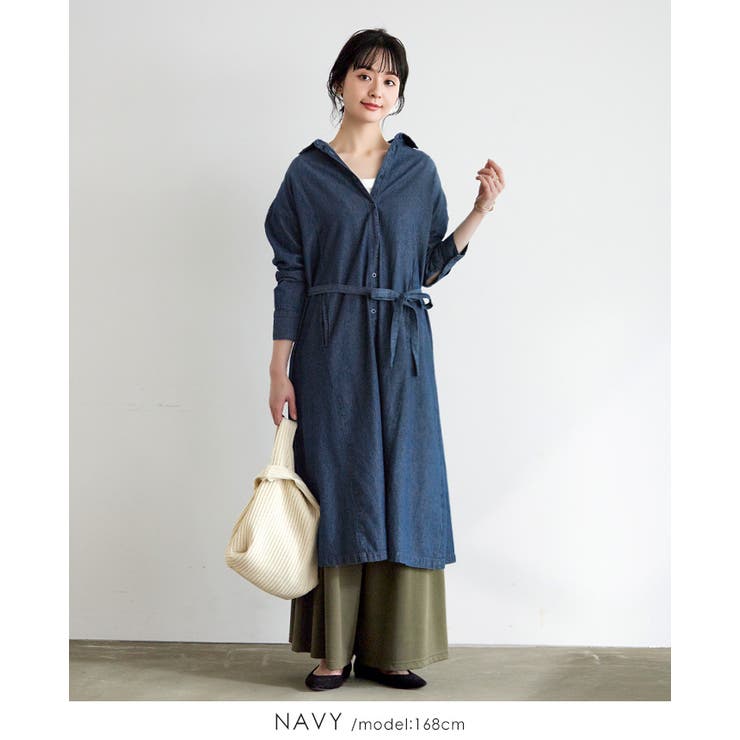 デニムで大人カジュアル。デニムシャツワンピ ワンピース ワンピ