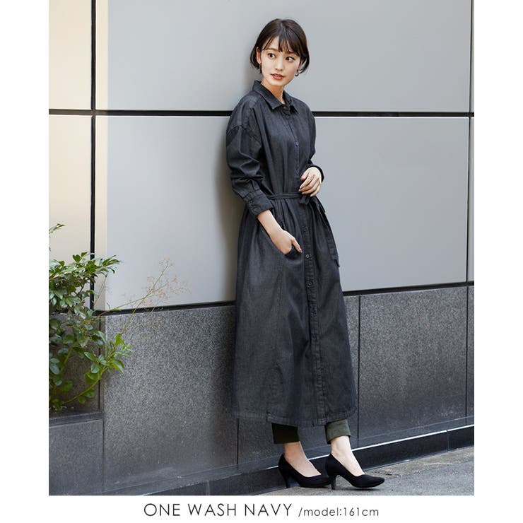デニムで大人カジュアル。デニムシャツワンピ ワンピース ワンピ[品番