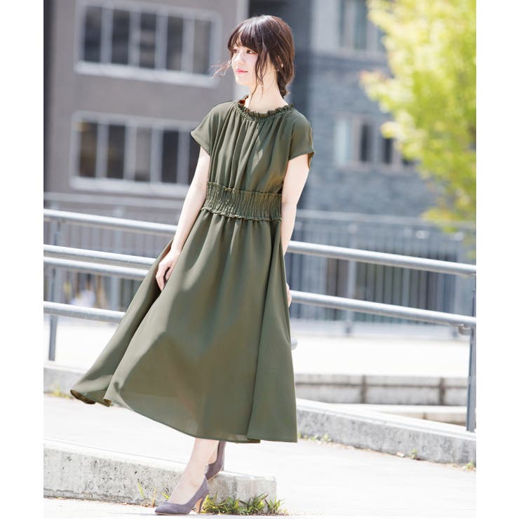 完売品♡ジェイリンドバーグ♡痩せ見え♡ワンピース ジェイリンドバーグ JL バイカラー切替ウエストシェイプ半袖