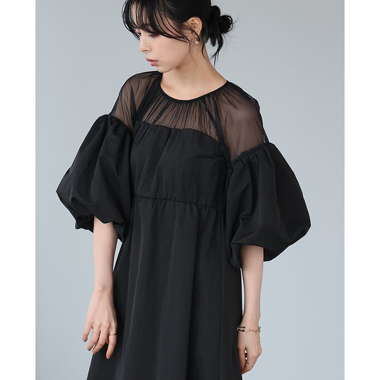大人の華やかワンピ。タフタ＆チュールドッキングワンピ ワンピース ロングワンピ | HAPPY急便 by VERITA.JP | 詳細画像8 