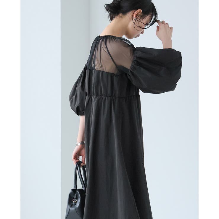大人の華やかワンピ。タフタ＆チュールドッキングワンピ ワンピース ロングワンピ | HAPPY急便 by VERITA.JP | 詳細画像9 