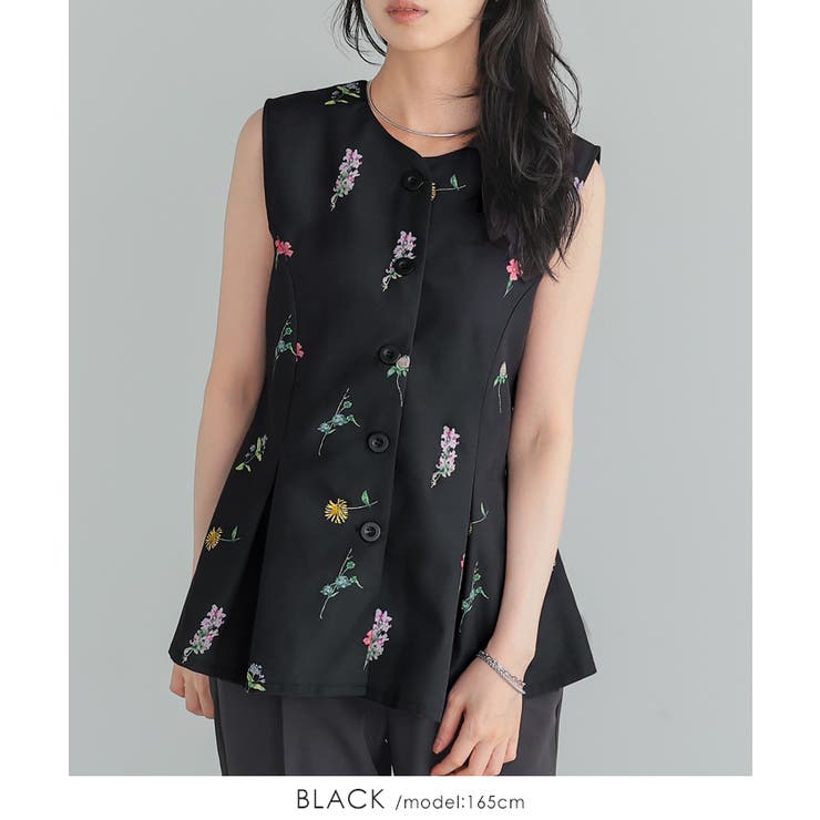 EIDER BLOOM レディース プリント 配色型 ベスト 色とりどりの花を咲かせました。フラワープリントベスト ベスト