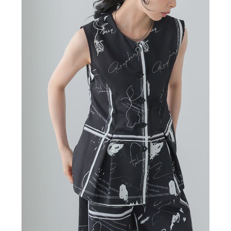 日常にアートを感じる。英字プリントベスト ベスト ジレ | HAPPY急便 by VERITA.JP | 詳細画像14 