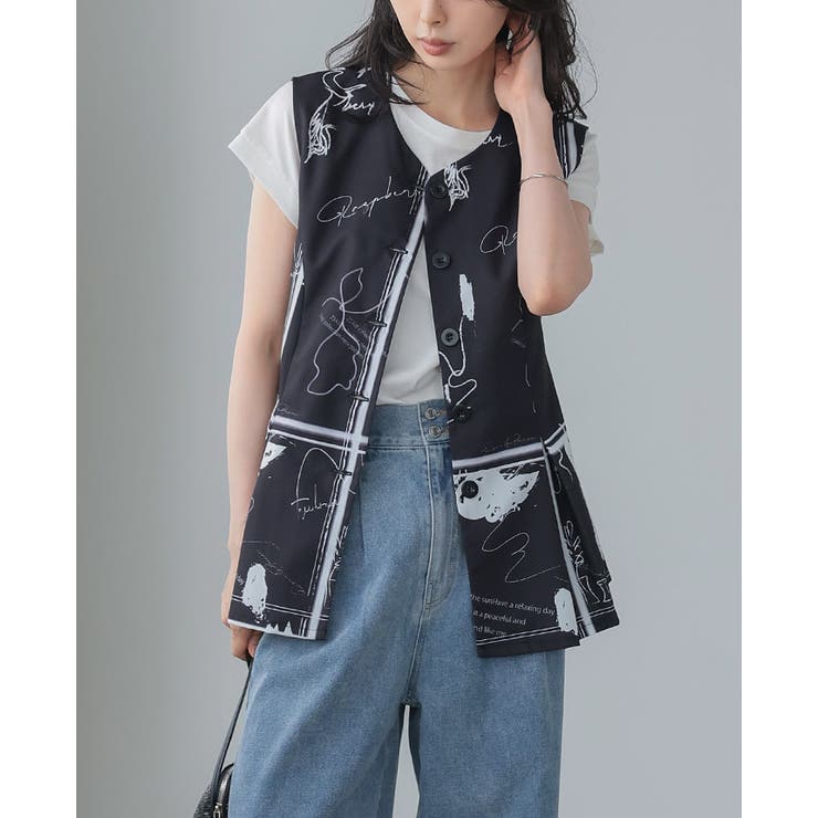 日常にアートを感じる。英字プリントベスト ベスト ジレ | HAPPY急便 by VERITA.JP | 詳細画像16 