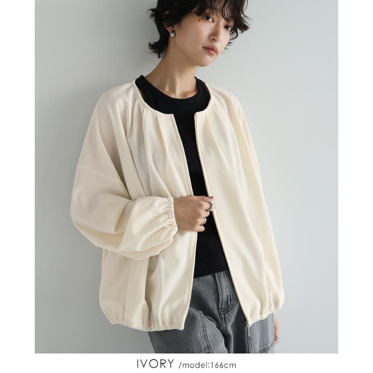 キレイとラクがこの1枚で叶う。梨地ZIPブルゾン ブルゾン ジャンパー | HAPPY急便 by VERITA.JP | 詳細画像5 