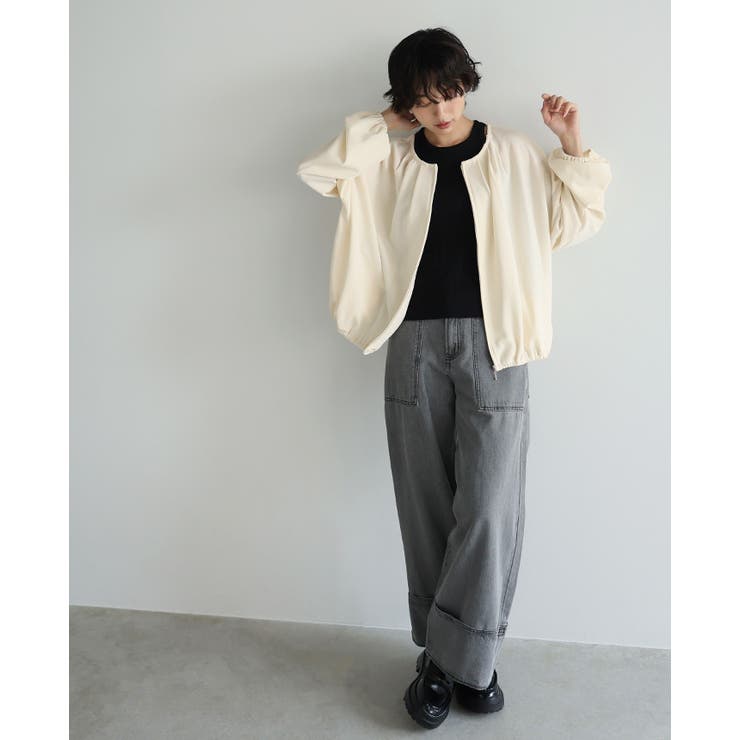 キレイとラクがこの1枚で叶う。梨地ZIPブルゾン ブルゾン ジャンパー | HAPPY急便 by VERITA.JP | 詳細画像6 