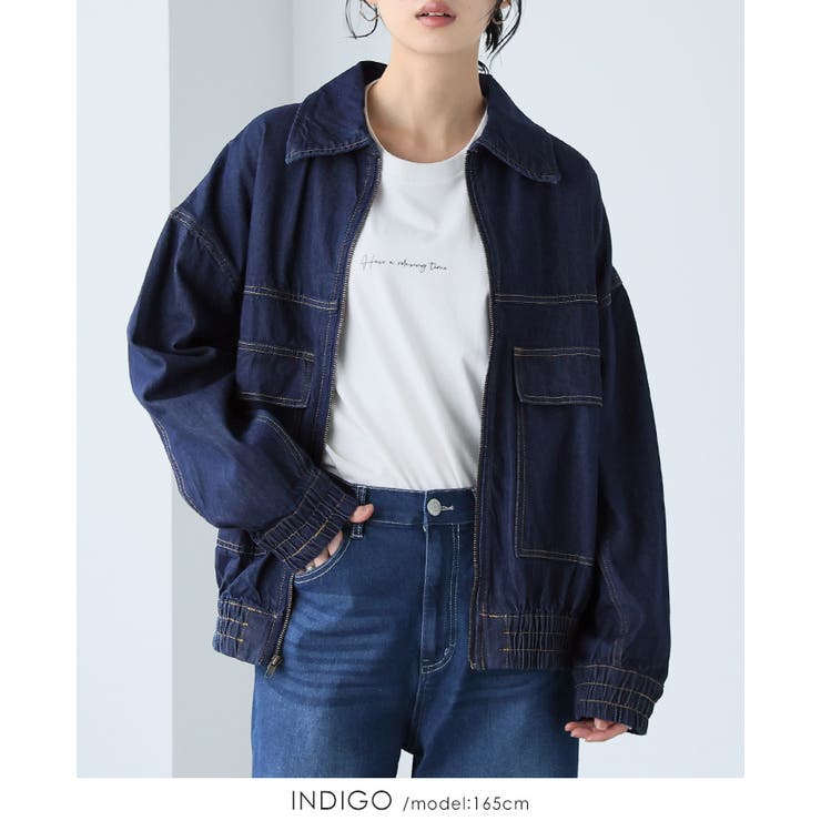 インディゴ | ラフに羽織れる大人のカジュアルアウター。デニムフライトジャケット Gジャン アウ… | HAPPY急便 by VERITA.JP