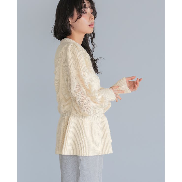 立体感を編地で表現。柄編みペプラムカーディガン カーデ カーディガン | HAPPY急便 by VERITA.JP | 詳細画像11 