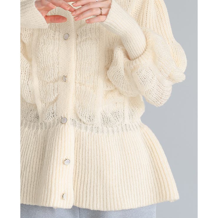 立体感を編地で表現。柄編みペプラムカーディガン カーデ カーディガン | HAPPY急便 by VERITA.JP | 詳細画像12 