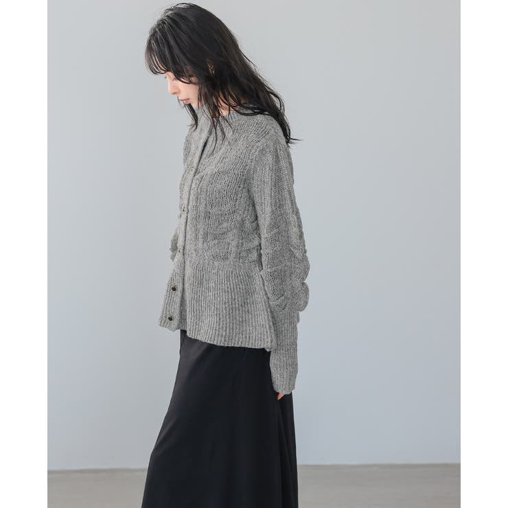立体感を編地で表現。柄編みペプラムカーディガン カーデ カーディガン | HAPPY急便 by VERITA.JP | 詳細画像17 