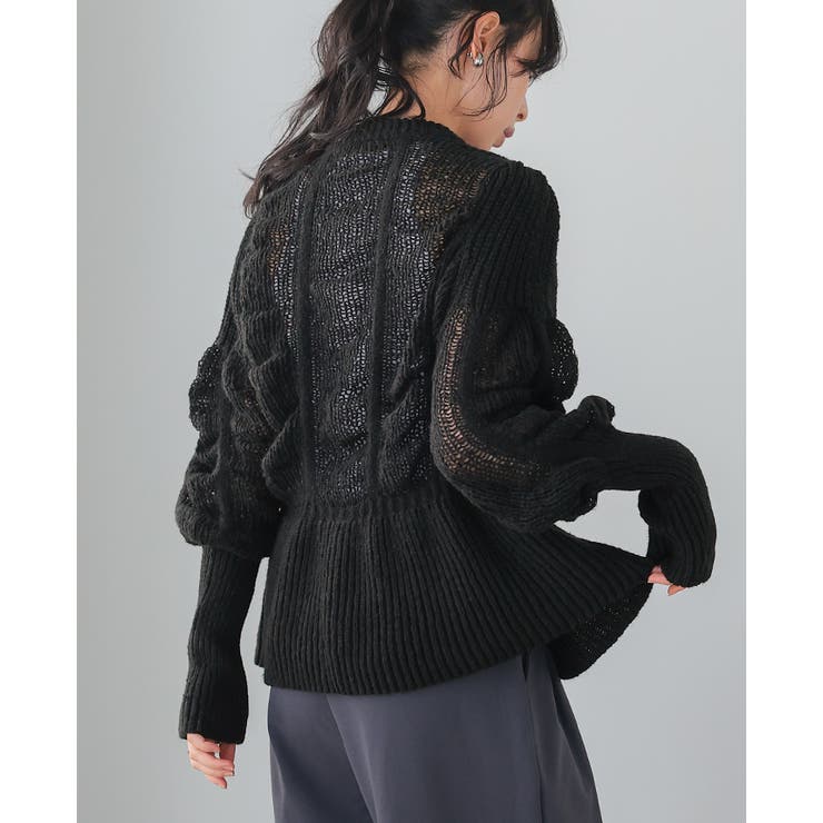 立体感を編地で表現。柄編みペプラムカーディガン カーデ カーディガン | HAPPY急便 by VERITA.JP | 詳細画像7 