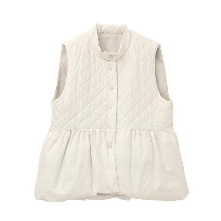 アイボリー | 女性らしくアップデート。ファイバーダウンペプラムベスト ベスト ダウン | HAPPY急便 by VERITA.JP