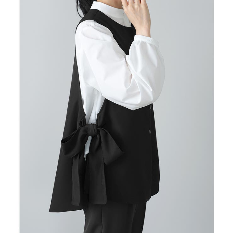 印象に残るサイドデザイン。ビッグリボンジレ ジレ ベスト | HAPPY急便 by VERITA.JP | 詳細画像13 