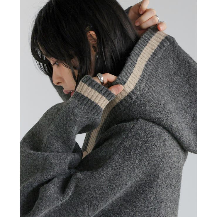 コートとカーデのいいとこどり。配色ニットパーカーカーディガン カーデ ニット | HAPPY急便 by VERITA.JP | 詳細画像8 