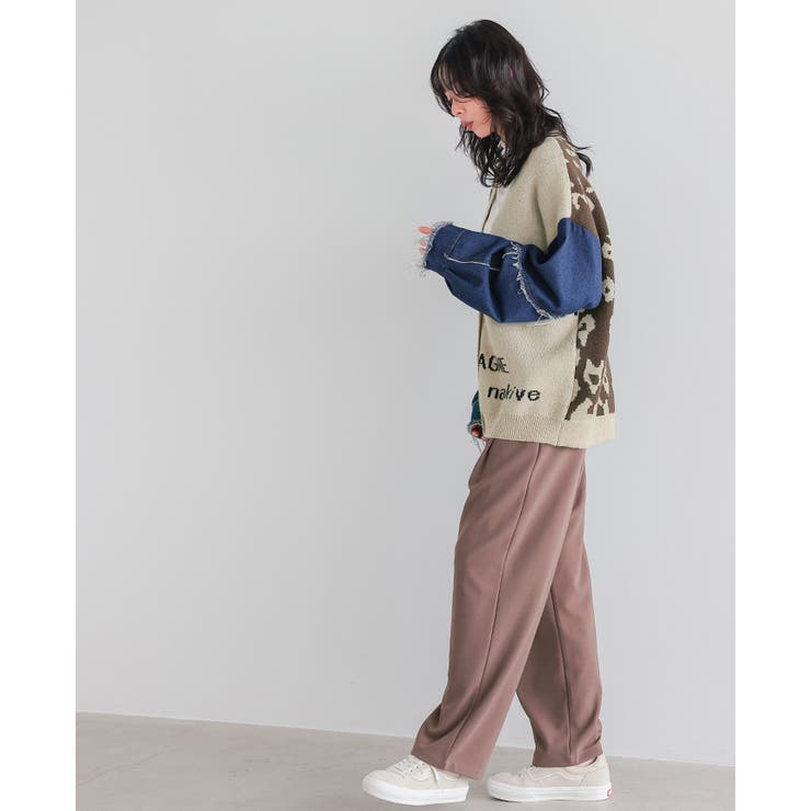 他と被らない個性派アイテム。デニムMIXデザインニットカーディガン カーデ | HAPPY急便 by VERITA.JP | 詳細画像10 